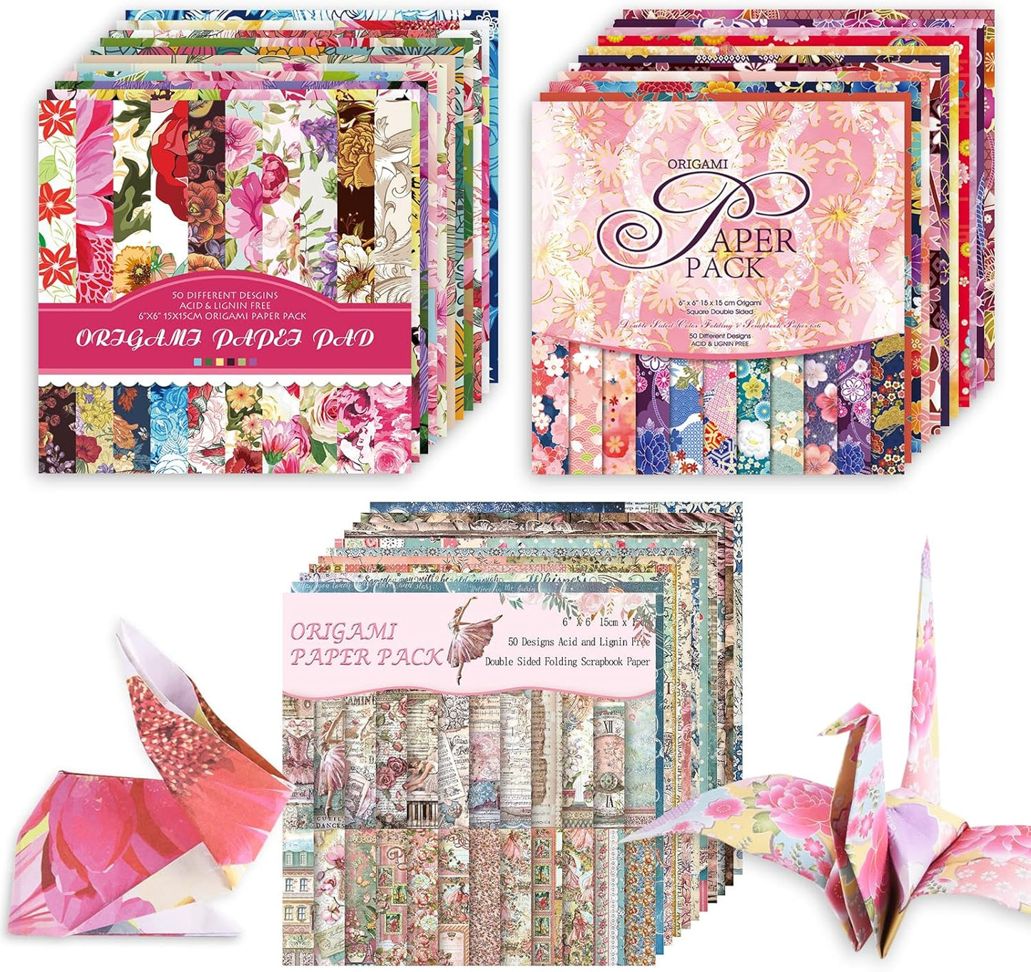 Origami 6x6 Paper Kit 150 Sheets 150 Vivid Colors Double Sided Same Printed Traditional Patterns Square for Arts Crafts Projects Japan Traditional Chiyo.Flower - Crafty Corner