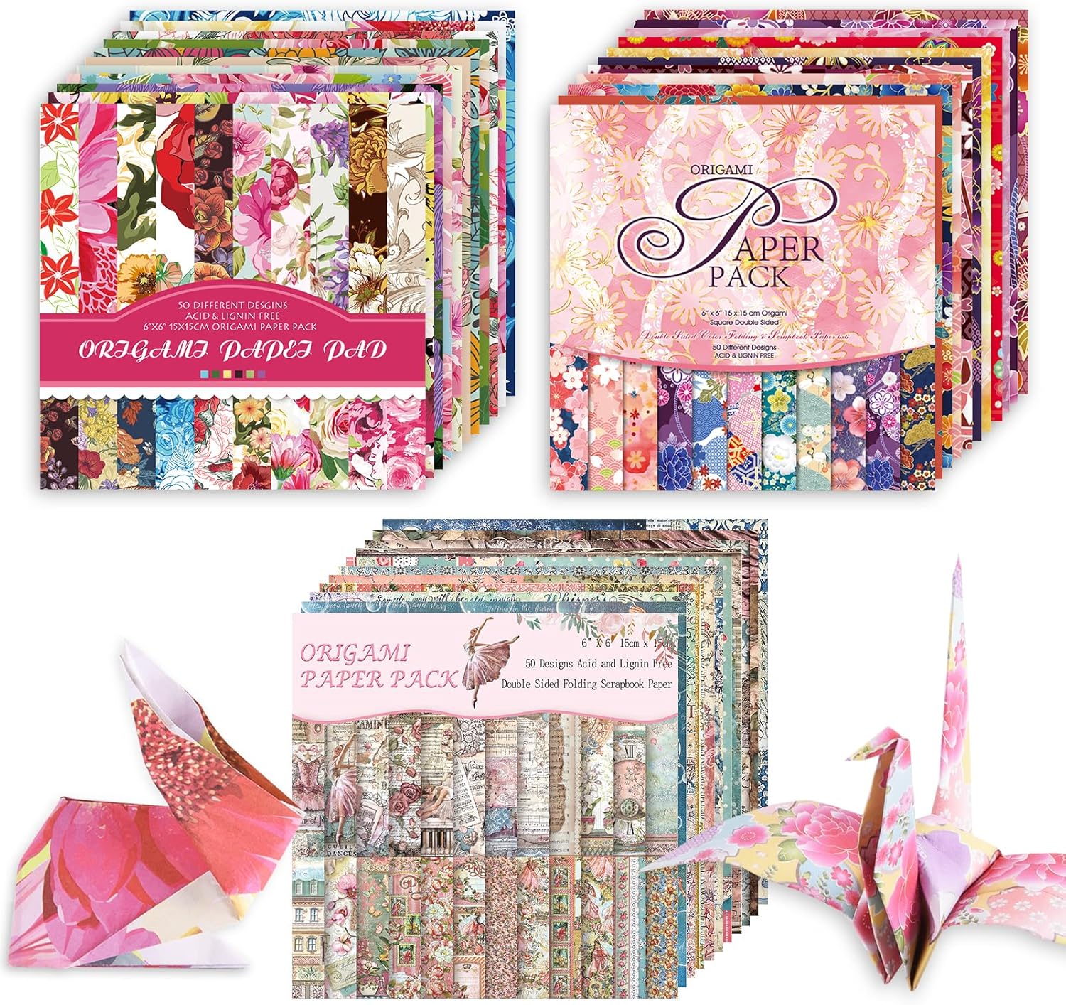 Origami 6x6 Paper Kit 150 Sheets 150 Vivid Colors Double Sided Same Printed Traditional Patterns Square for Arts Crafts Projects Japan Traditional Chiyo.Flower - Crafty Corner