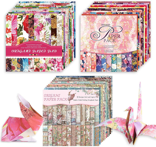 Origami 6x6 Paper Kit 150 Sheets 150 Vivid Colors Double Sided Same Printed Traditional Patterns Square for Arts Crafts Projects Japan Traditional Chiyo.Flower - Crafty Corner
