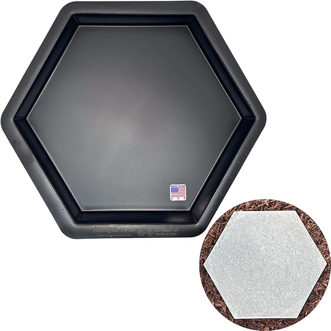 AUTUMN 14" Hexagon Stepping Stone Mold - DIY Concrete Cement Path Maker for Garden Walkway - Made in USA - Decorative Hexagonal Garden Statue & Pathway Mold