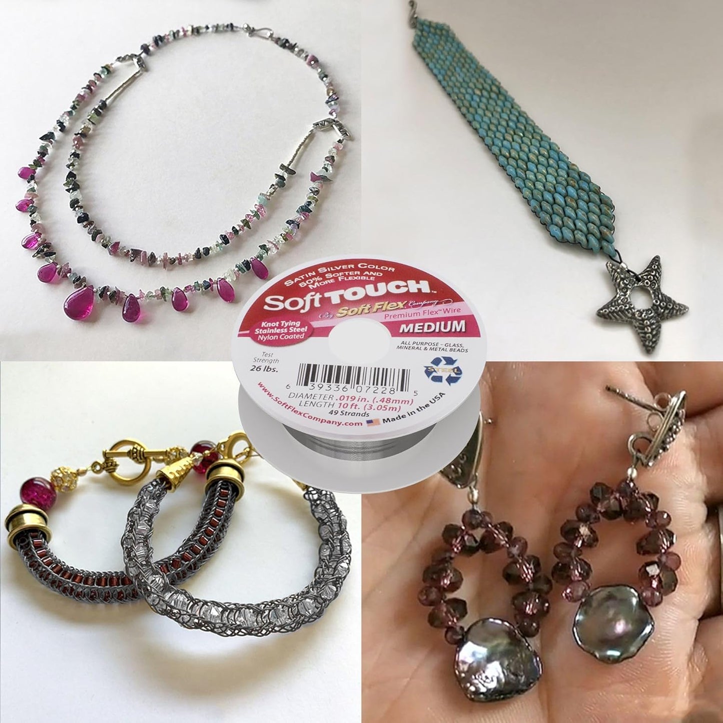 Soft Flex 49 Strand Stringing Wire - Flexible Braided - Medium 0.19 Diameter - Jewelry Making Bead Wire - Satin Silver - Crafty Corner