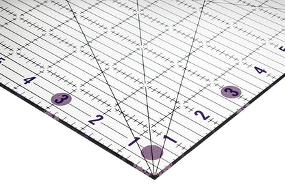 The Quilted Bear Quilting Rulers - Transparent Acrylic Non Slip Quilting, Patchwork & Sewing Ruler with Clear Black Lines & 30, 45 & 60 Degree Angles for Perfect Accuracy & Precision (12.5" x 12.5")