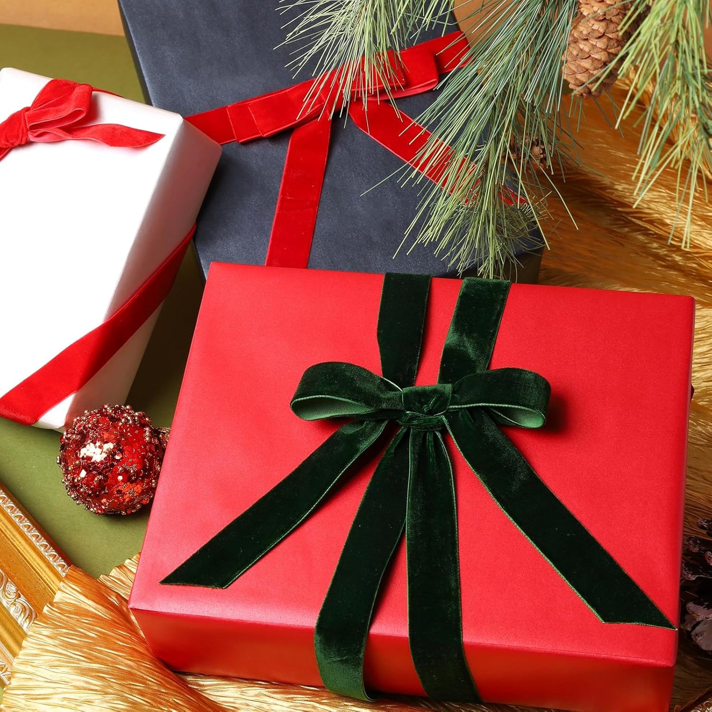 LaRibbons Thin Velvet Ribbon 1 Inch x 25 Yards, Dark Green Velvet Ribbon for Christmas Tree, Gift Wrapping, Wreath Bow, Outdoor Decoration - Crafty Corner