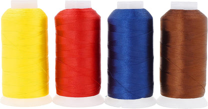 Mandala Crafts Brown Navy Blue Yellow Red Heavy Duty Thread - 6000 Yds Tex 90 Thread - Bonded Polyester Thread Outdoor Marine Upholstery Threads