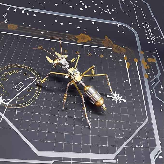 3D Steampunk Mechanical Insect Puzzle Kit - DIY Metal Assembly Model for Adults, Unique Retro Brass Sculpture Craft for Home Office Decoration (Ant B)