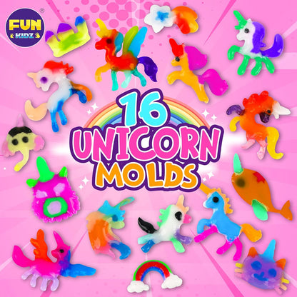 Unicorn Magic Grow Aqua Elves Kit, FunKidz Magical Water Elf Toys for Kids with 25 Colors Gel 16 Unicorn Molds to Make Over 100 Water Pets Crafts for Girls Boys Ages 3+