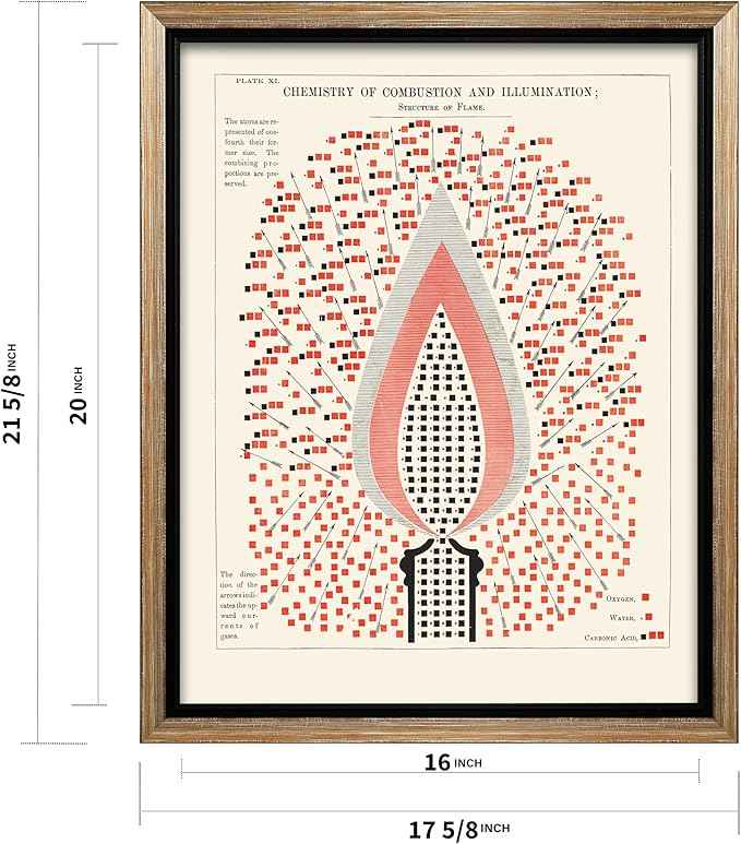 Poster Master Chemistry of Combustion and Illumination Canvas - Science Print - Structure of Flame Art - Gift for Student & Teacher - Decor for Classroom, Laboratory or Dorm - 16x20 Silver Framed