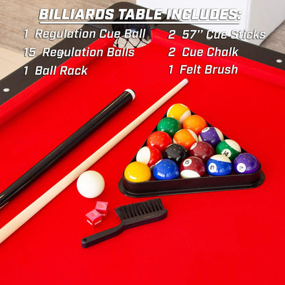 GoSports 6, 7, or 8 ft Billiards Tables - No Assembly, Choose Your Color - Portable Pool Table Includes Full Set of Balls, 2 Cue Sticks, Chalk and Felt Brush