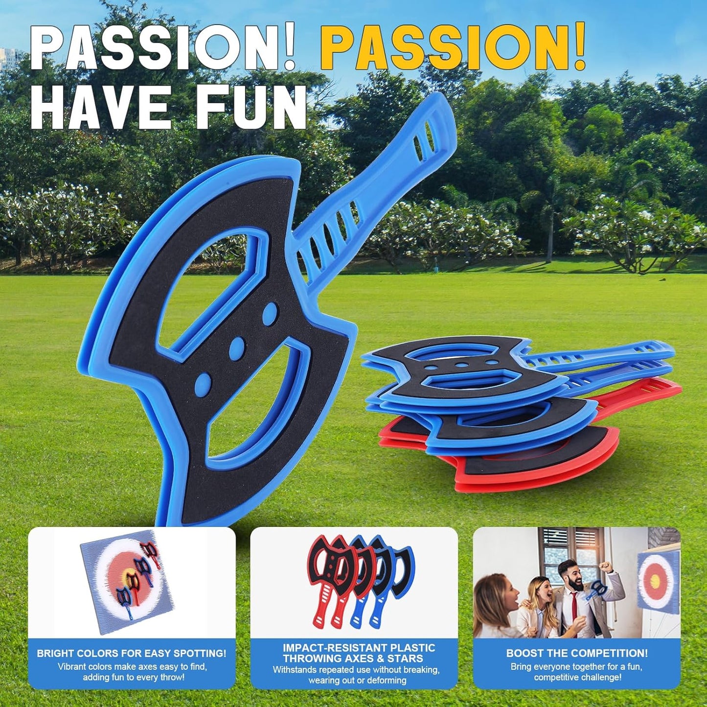 Throwing Axe for Axe Throwing Game for Backyard, Throwing Axe Set with Throwing Star for Outdoor Games, Durable and Fun for All Ages