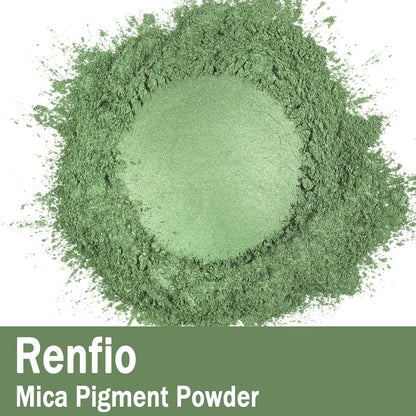 Renfio 100g Mica Powder Pigment, Metallic Natural Dye Mineral Pearl Shimmer Epoxy Resin Dye for Painting Soap Making Slime Bath Bombs 3.5 Oz - Piquant Green