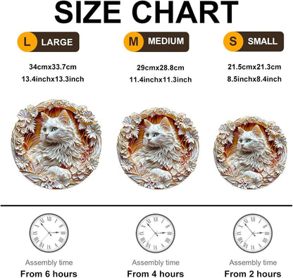 Wooden Puzzles Adults, 3D Cute Cat Wooden Puzzles 300 Pieces, Unique Animal Shaped Wood Challenging Jigsaw Puzzles Gifts for Adults, 13.4x13.4in
