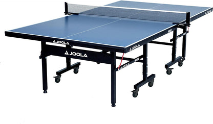 JOOLA Inside Professional MDF Indoor Ping Pong Table with Quick Clamp Table Tennis Net and Post Set - 10 Minute Easy Assembly - Tournament Quality - Foldable with Single Player Playback Mode
