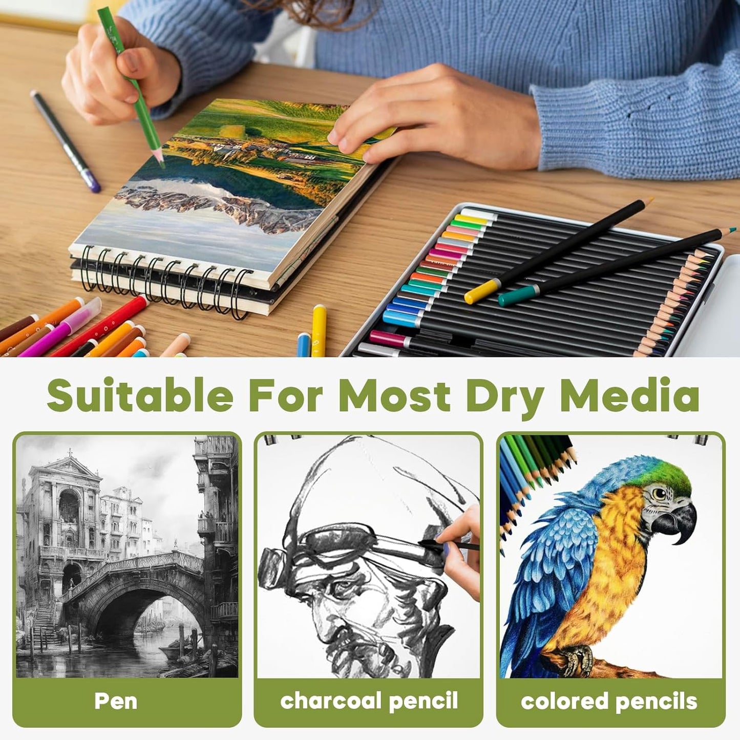 CONDA 5.5 x 8.5 Sketchbook Book - Top Spiral Bound Pad, 2 Packs of 100-Sheets (68lb/100gsm) Acid Free Artistic Paper for Drawing, Painting, Writing - Ideal for Beginners Artists - Crafty Corner