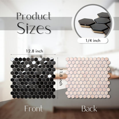 Blujellyfish Hexagon Black Tile Backsplash Metal Mosaic Wall Floor Tiles (Box of 5 Sheets)