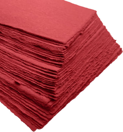 Wanderings Red A4 Handmade Paper with Deckled Edge - 8.3"x11.7", 150 GSM, 50 Sheets Textured Paper - Perfect for Wedding Invitations, Menus, Place Cards, Drawing, Writing, Calligraphy, Romatic Events