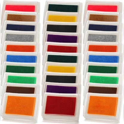 DEAYOU 30 Pack Craft Ink Pads, Washable Finger Stamp Pad for Rubber Stamps, Card Making, Paper, Wood, Fabric, Scrapbooking, DIY, Children, Adult, 15 Colors