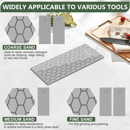 Diamond Sharpening Stone, 5 Pcs Knife Sharpener Stone with Non-Slip Base, Diamond Sharpening Plate for Scissors Pocket Knife Outdoor Kitchen Sharpening Tools (400/600/800/1000/1200 Grit)