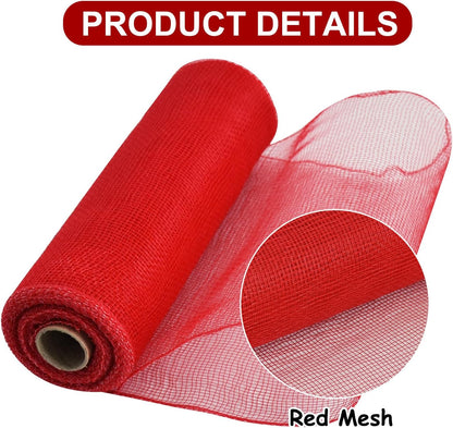 TONIFUL 2 Rolls 10 Inch Red Decorative Mesh Ribbbon Rolls, Fabric Mesh for Mesh Wreath Supplies, Front Door Wreath Crafts Tree Decor Christmas NewYears Halloween Decoration (10 yds/roll) - Crafty Corner