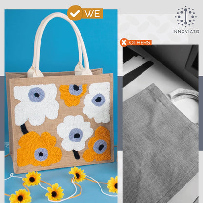 INNOVIATO Punch Needle Kit – Punch Needle Kits Adults Beginner – Big & Funtional Embroidery Set – Craft Kits for Adults – Embroidery Kit Beginner – DIY Tote Bag – Reusable Tote – Handmade Gift Idea