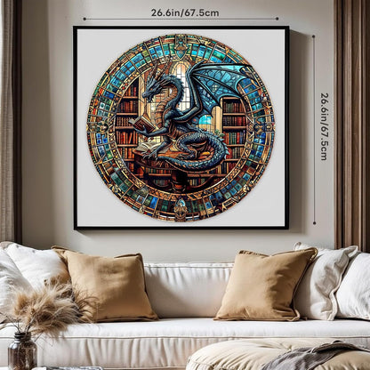 Round Puzzles for Adults 1000 Pieces, Hard Difficult Challenging Puzzles for Adults, Dragon's Library Jigsaw Puzzles 1000 Pieces for Seniors, 3D Visual Flat Puzzle (26.6 x 26.6in)
