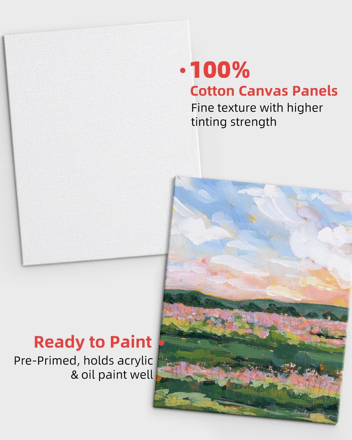 Simetufy 12 Pack 5x7 Inch Small Flat Canvas Boards for Painting, Gesso Primed Acid-Free 100% Cotton Blank Canvas Panels for Kids, Non Toxic
