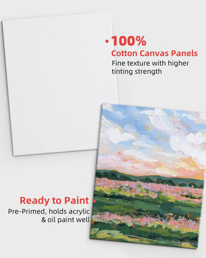 Simetufy 12 Pack 5x7 Inch Small Flat Canvas Boards for Painting, Gesso Primed Acid-Free 100% Cotton Blank Canvas Panels for Kids, Non Toxic