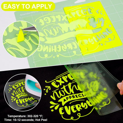 VINYL FROG Heat Transfer Vinyl Roll HTV Vinyl - 12" x5ft Neon Yellow Iron on Vinyl for T-Shirts, Heat Press Vinyl for DIY Craft Designs (Neon Yellow)