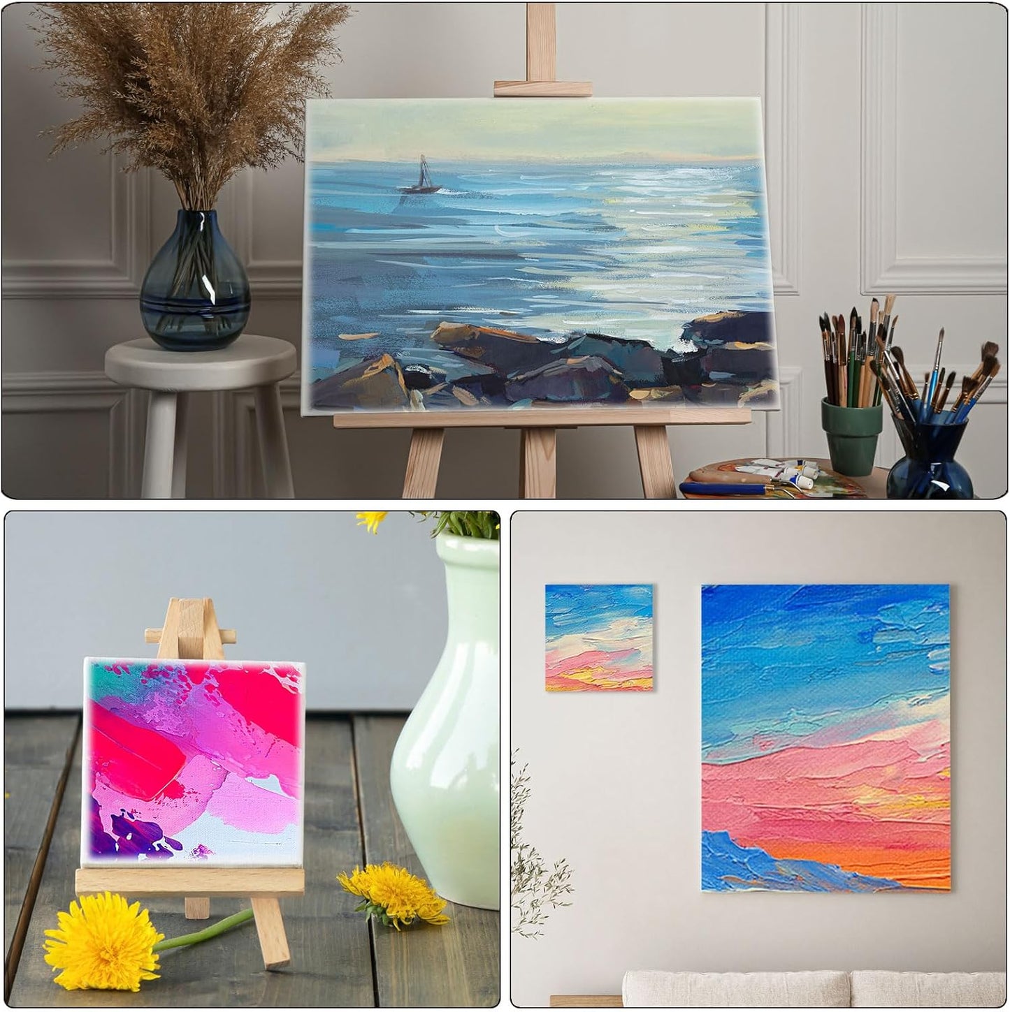 PATIKIL 6x6 Canvas Boards for Painting, 6 Pack 100% Cotton Square Triple Primed Stretched Blank Art Canvas Panel Bulk Thin for Acrylic, Oil, Tempera Paints, White