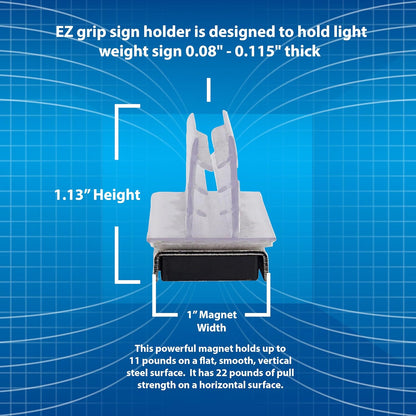 Master Magnetics Magnetic Sign Holder Pack - Magnetic Sign Holders for Door Frames, Metal Shelves, Whiteboards - Powerful Magnet - Retail EZ Grip Holder - 3" L x 1" W x 1.13" H - 25-Pack