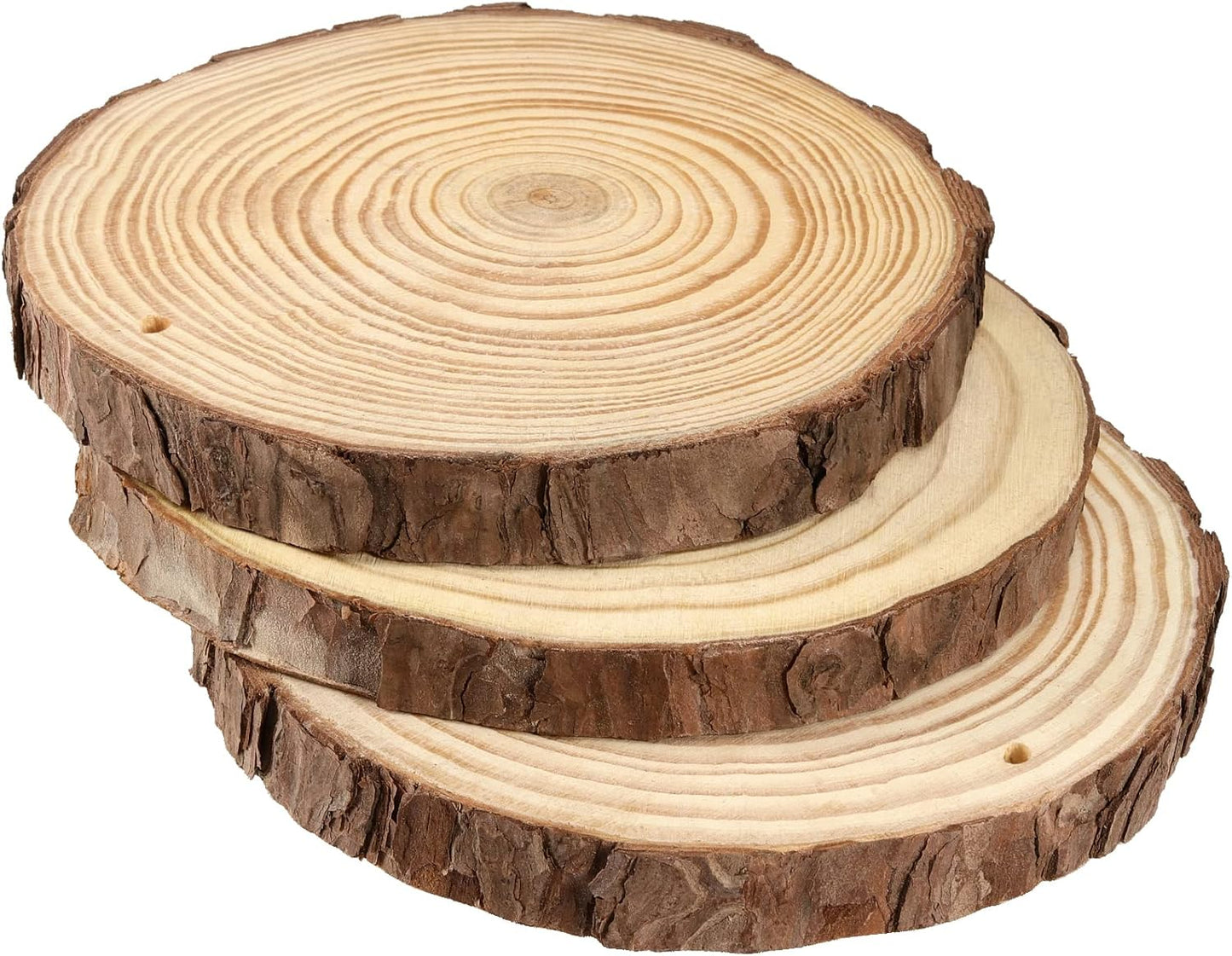 JEUIHAU 8 PCS 7-8 Inches Natural Wood Slices with Holes, Unfinished Predrilled Wooden Circles Tree Bark Slice, Blank Wooden Log Circles for DIY Crafts, Arts Wood Slices, Christmas Ornaments - Crafty Corner