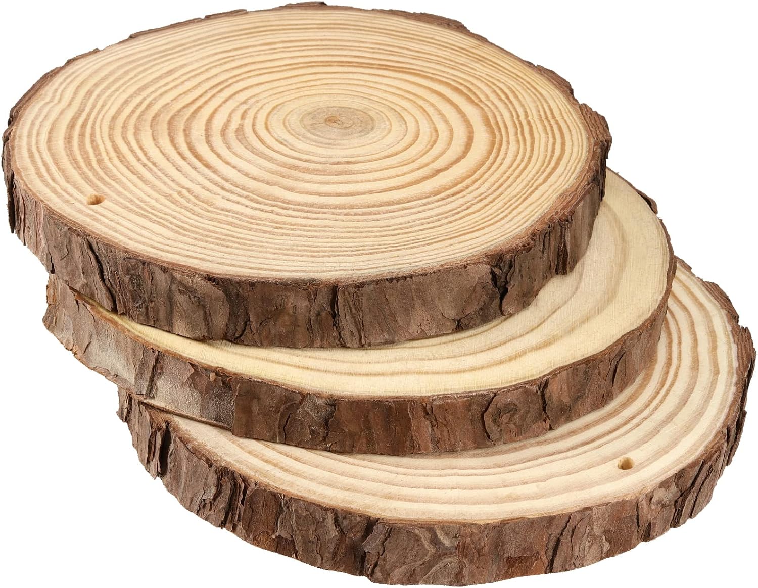 JEUIHAU 8 PCS 7-8 Inches Natural Wood Slices with Holes, Unfinished Predrilled Wooden Circles Tree Bark Slice, Blank Wooden Log Circles for DIY Crafts, Arts Wood Slices, Christmas Ornaments - Crafty Corner