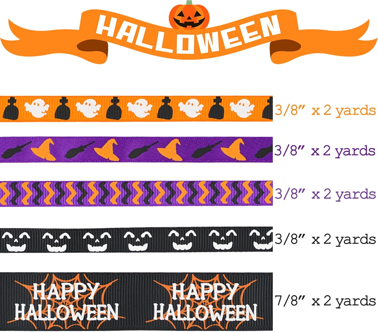 MEEDEE 3/8 inch 1 inch Halloween Ribbon Set Spooky October Ribbon Assortment 5 Rolls 10 Yards Halloween Crafts, Fall Gift Wrap, Party Decorations, Autumn Wreaths, Trim Bundle, Wreath Bow Supplies - Crafty Corner