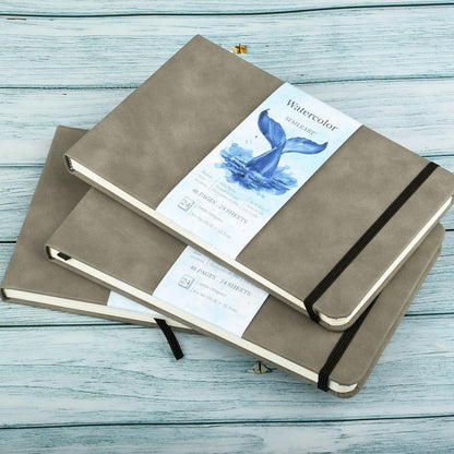 SEMLEART Watercolor Sketchbook Journal, White, 24 Sheets, 5x8 Inches, 140 lb/300 GSM Paper, Travel Notebook for Art Painting, Mixed Media, Drawing