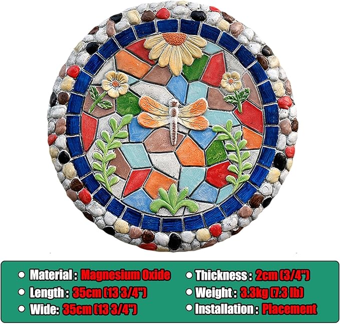 Stepping Garden Stone 1/3 / 6 Pack Step Stone for Yard Pool, Outside Garden Stepping Stone for Yard, Butterfly Dragonfly Gardening Gifts Stairs for Mothers Day (Color : Dragonfly)