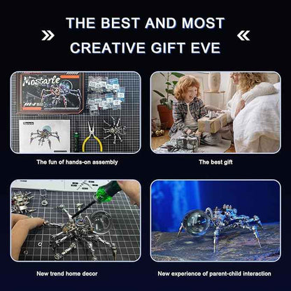 Mostarle Crystal Lamp Jumping Spider 3D Metal Puzzle, Arcynix DIY Model Kit Sci-Fi Mechanical Spider Steampunk Decor, Creative Gift & Futuristic Home Décor for Adults & Teens