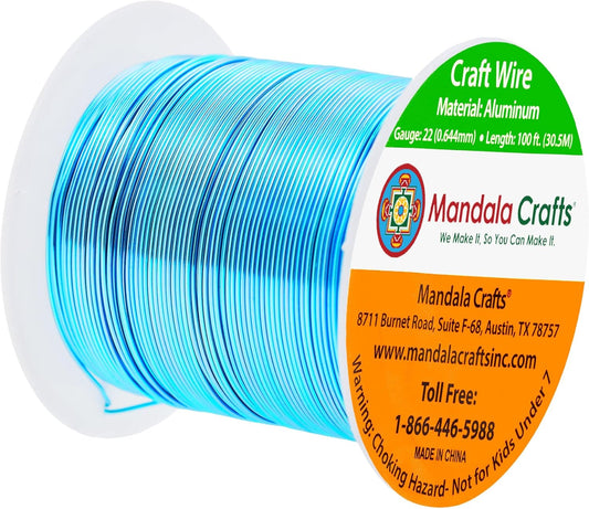 Mandala Crafts 22 Gauge Anodized Aluminum Craft Wire for Jewelry Making - 100 FT Colored Flexible Turquoise Wire - Bendable for Bonsai Armature Crafting Sculpting - Crafty Corner