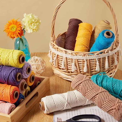 36 Colors Macrame Cord 3mm x 1188 Yards Natural Colored Macrame Supplies 4 Strand Twisted Macrame Kit Cotton Cord Rope Macrame Yarn Twine String for Crafts Wall Hanging Plant Hanger DIY Knitting