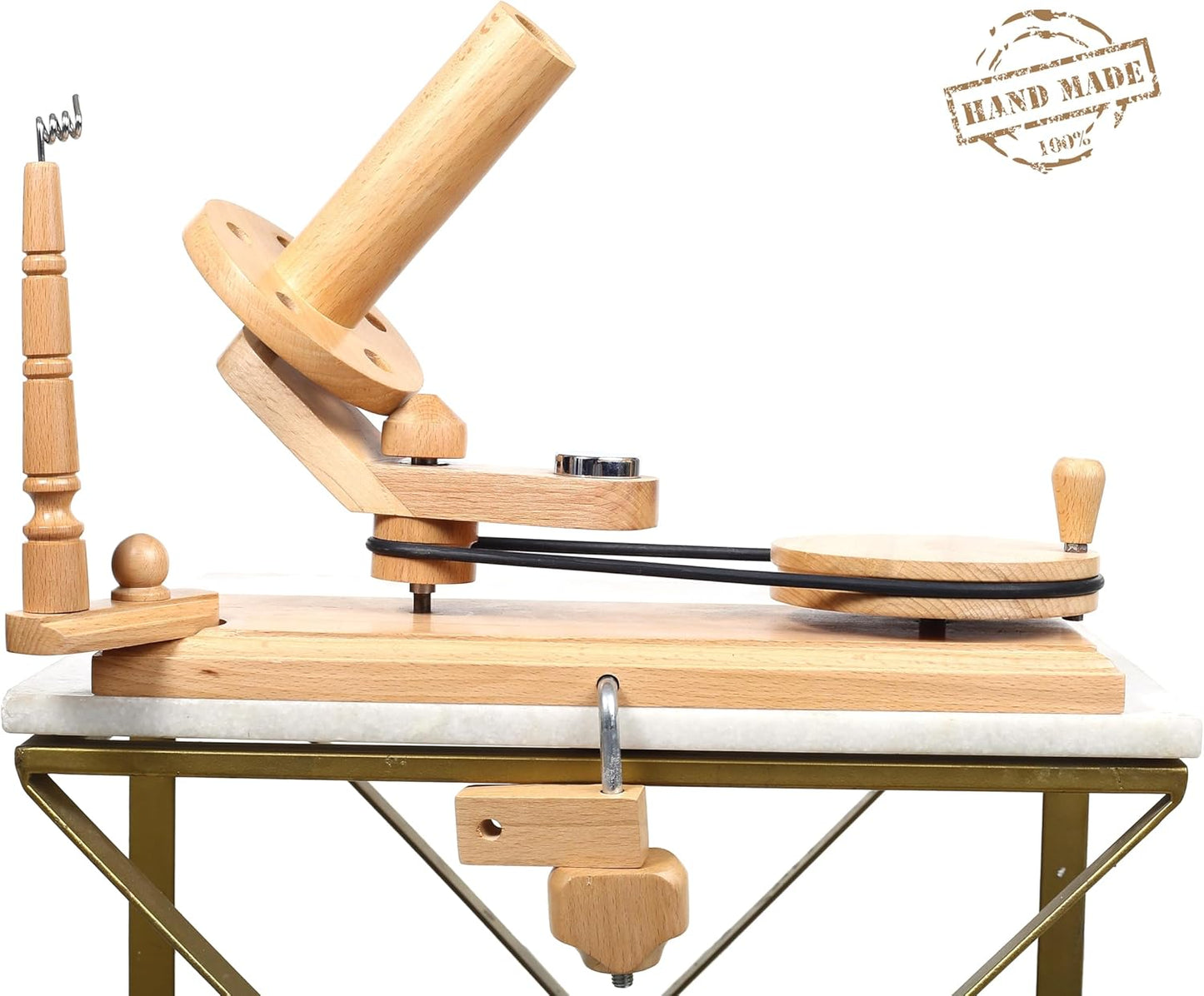 Yarn Winder – Large Handcrafted Wooden Ball Winder for Knitting, Crocheting & Weaving – Heavy-Duty Natural Beachwood Yarn Winder for 8-12 oz Yarn Cakes