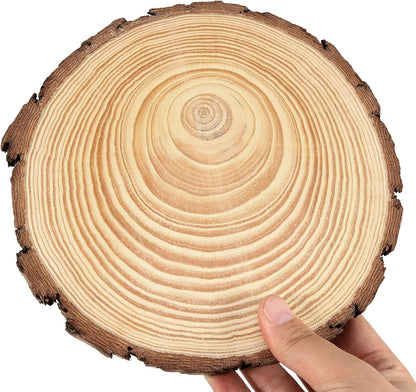 JEUIHAU 6 PCS 8-10 Inches Natural Unfinished Wood Slices, Round Wooden Tree Bark Discs, Wooden Circles for DIY Crafts, Christmas, Rustic Wedding Ornaments - Crafty Corner