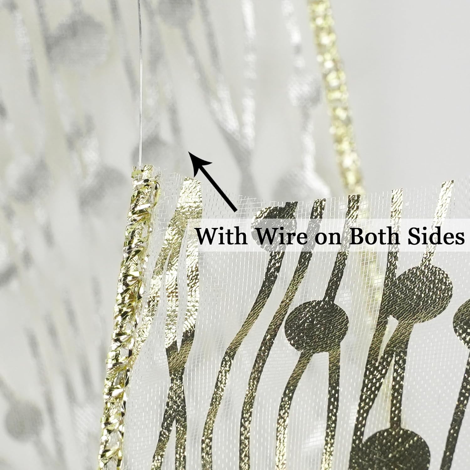 MEEDEE Gold Wired Ribbon - 2.5 Inch Sheer Organza With Horizontal Stripes and Polka Dots - 25 Yards for Gift Wrapping, Garland - Crafty Corner