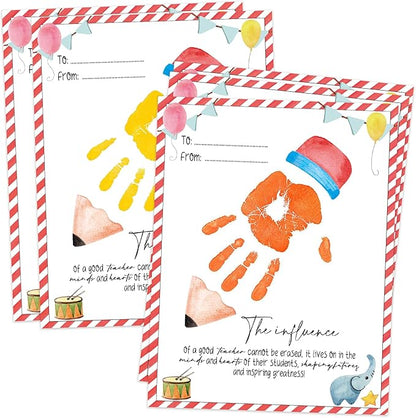 Handprint Kit for Teacher Appreciation Gifts, 10 Bulk Personalized Teacher Appreciation Cards, 8.5x11 Inch DIY Art Handprint Keepsake end of Year Gifts for Day Care Graduation or Back to School