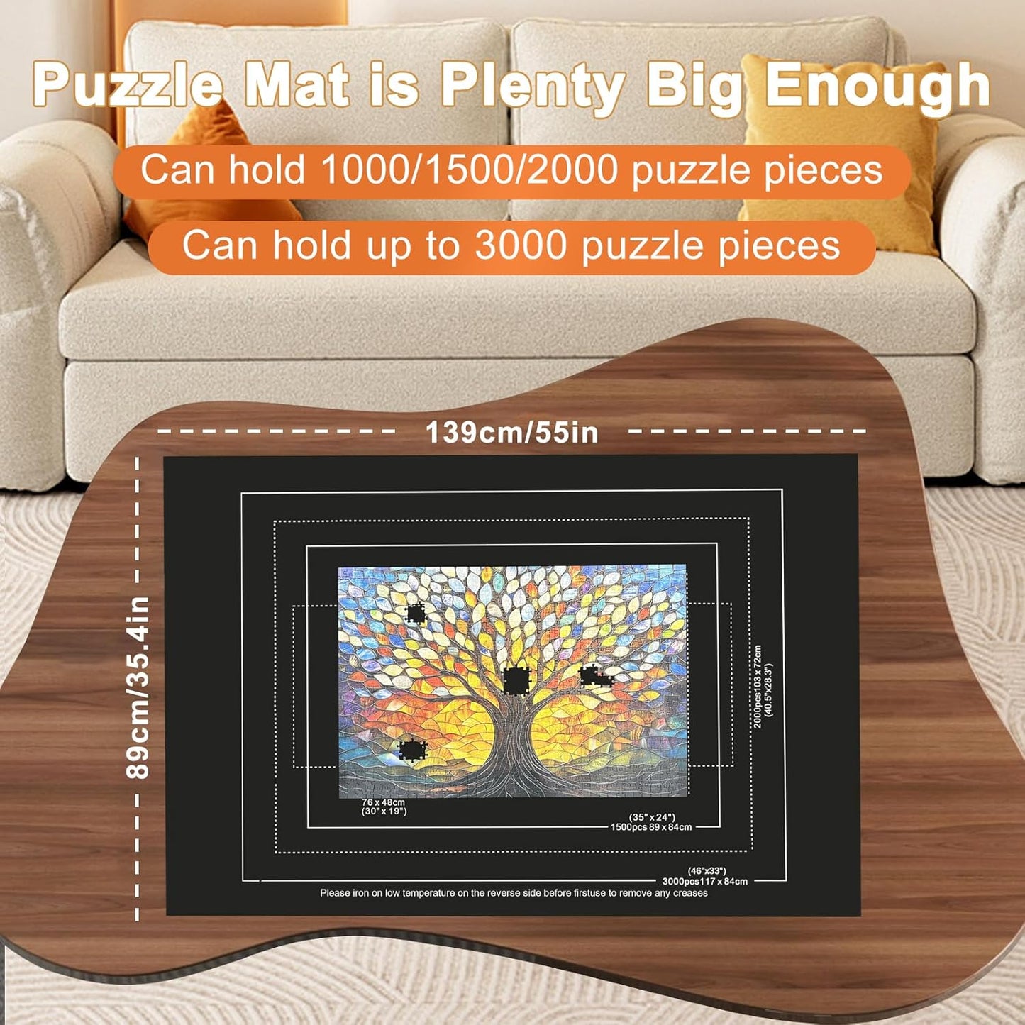 Napzy Puzzle Mat-Jigsaw Puzzles Matt Roll Up to 3000pcs Roll-up Puzzled Board Puzzling Organizers and Storage with 8PCS Jigsaws Sorting Trays, Drawstring Storages Bag Jigsawn Keeper Saver