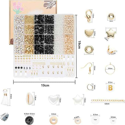 Xylise Jewelry Making Supplies Kit Natural Stone Beads for Irregular Natural Stone with for DIY Craft Bracelet Necklace Earrings for Adults (Black White)