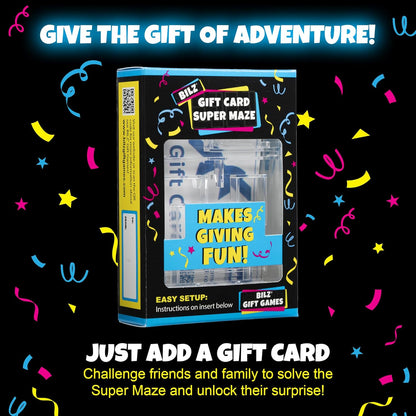 BILZ® Super Maze | Gift Card Puzzle Game for Ages 8+ | Made in USA | Easy Fun Setup | Fits Gift Cards, Cash (Folded), and Notes | Great for Graduations, Christmas, & Birthdays