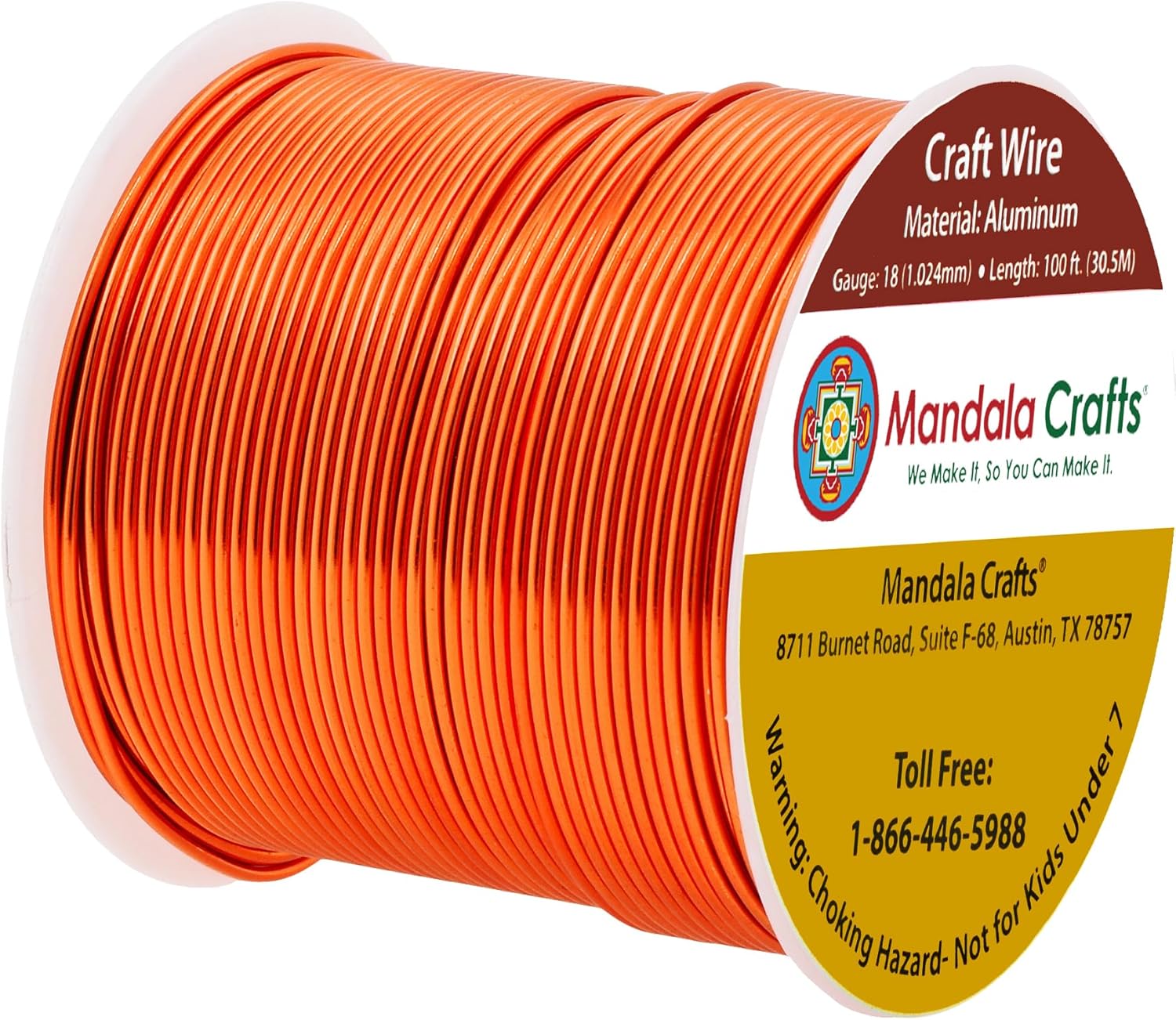 Mandala Crafts 18 Gauge Anodized Aluminum Craft Wire for Jewelry Making - 100 FT Colored Flexible Burnt Orange Wire - Bendable for Bonsai Armature Crafting Sculpting - Crafty Corner
