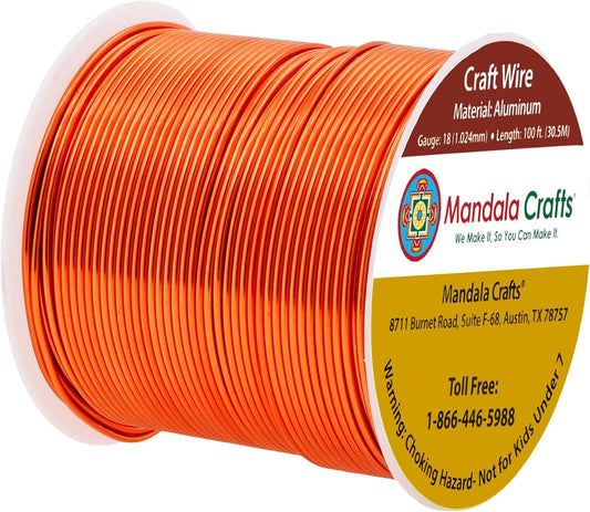 Mandala Crafts 18 Gauge Anodized Aluminum Craft Wire for Jewelry Making - 100 FT Colored Flexible Burnt Orange Wire - Bendable for Bonsai Armature Crafting Sculpting - Crafty Corner