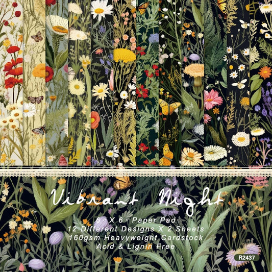 6x6 Inch Scrapbook Paper Pad-24 Single-Sided Sheets with 12 Unique Wildflower Designs-Perfect for Crafting, Card Making and DIY Projects