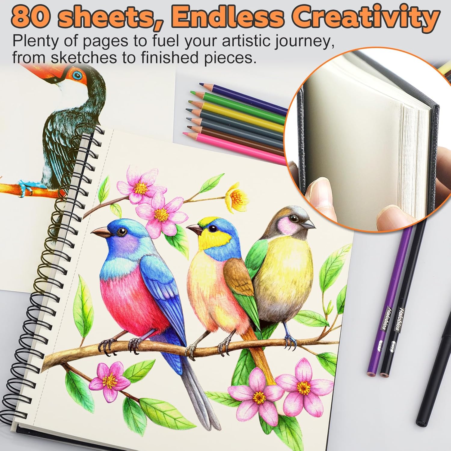 9" x 11" Sketch Book，1 Pack 80-Sheets (68lb/100gsm)，Double-Sided Hardbound Sketchbook, Spiral Bound,Acid Free Paper Painting Drawing Writing Sketching Pad for Kids Adult Teens Girls Boys - Crafty Corner