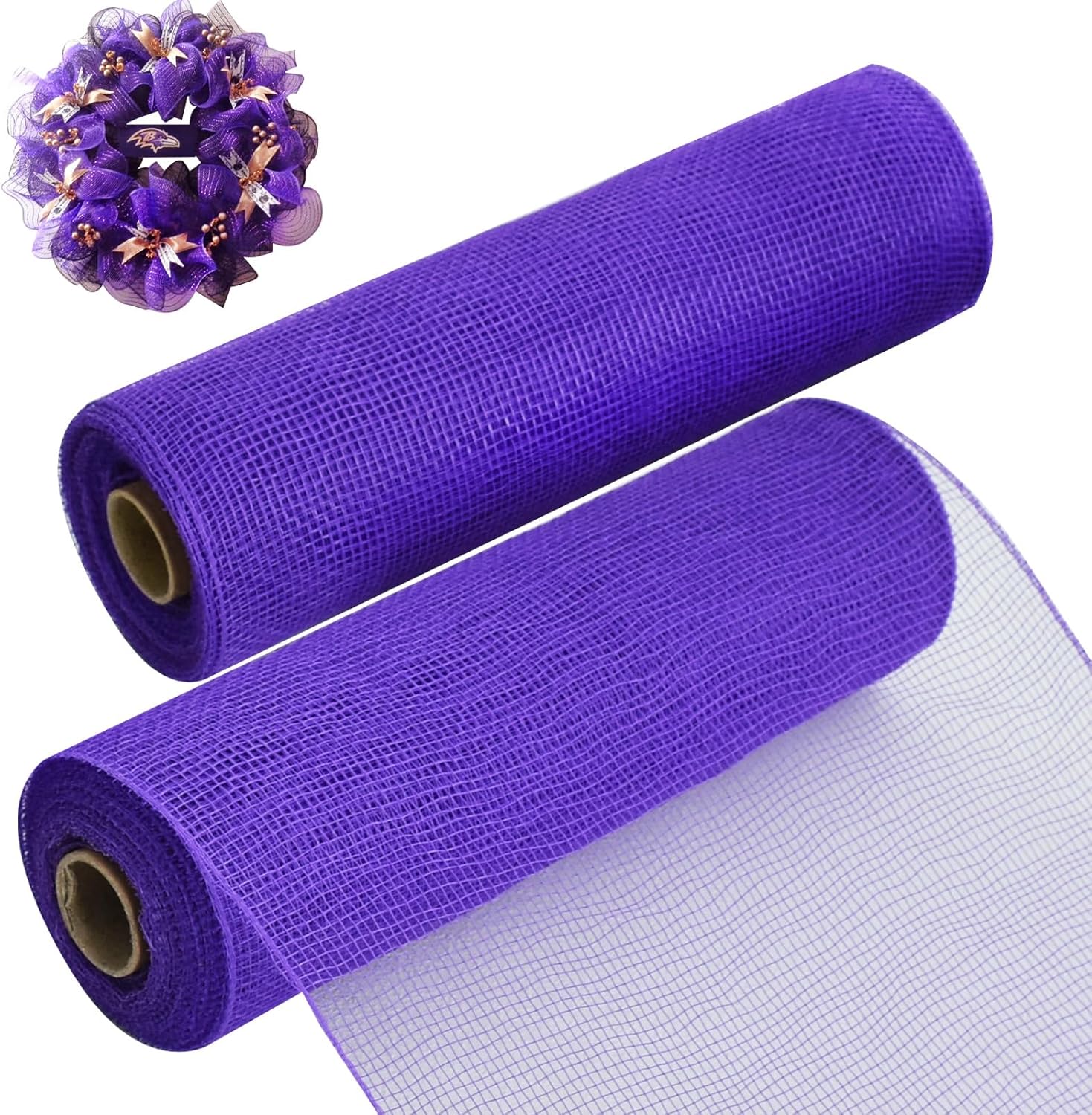 TONIFUL 2 Rolls 10 Inch Purple Decorative Mesh Ribbbon Rolls, Fabric Mesh for Mesh Wreath Supplies, Front Door Wreath Crafts Tree Decor Christmas NewYears Halloween Decoration (10 yds/roll) - Crafty Corner
