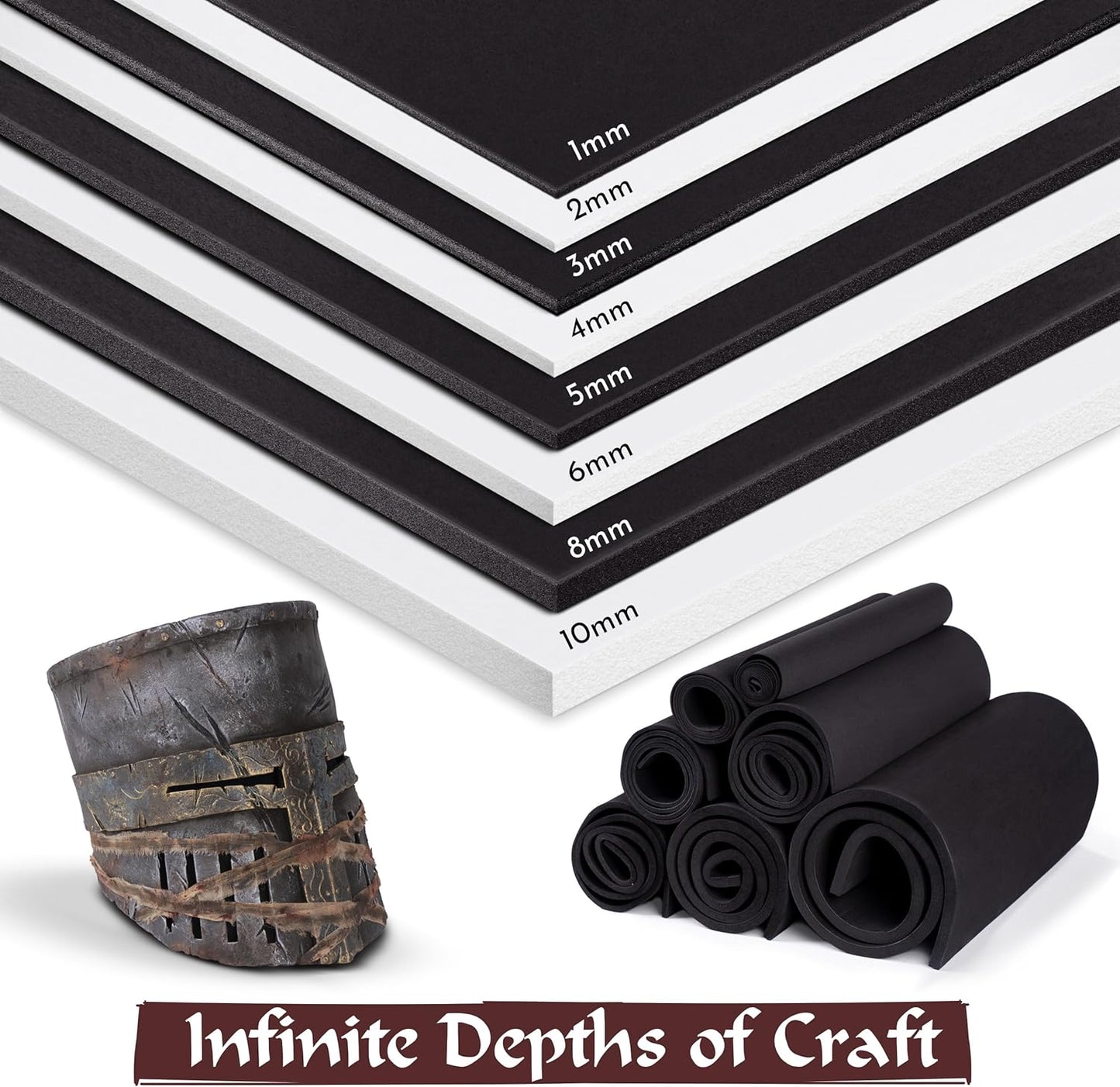 2-Pack Shape Retention EVA Cosplay Foam - 5mm Thick (Black) 14x39 inch High Density EVA Craft Foam Sheets - Premium 85 kg/m3 Heat Shape Material for DIY, Comic, Con or Halloween Costumes - The Foamory
